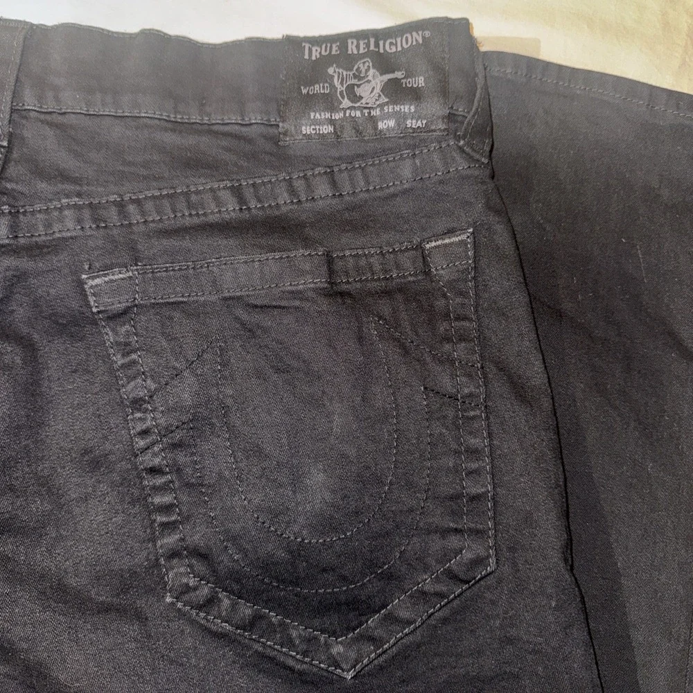 True Religion Jeans Mens 40x32 Black Geno Relaxed Slim No Flap Stretch NWT